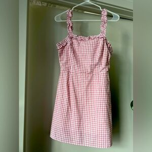 Pink gingham mini dress from Bloomingdale’s. Brand is Lost & Wander
Size Small